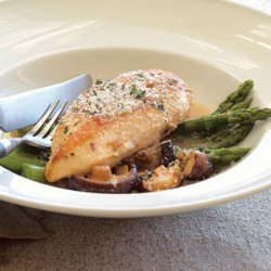 Pan-roasted Chicken with Asparagus and Shiitakes recipe