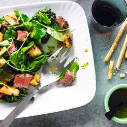 Beef, Broccolini, and Bread Salad with Salsa Verde recipe