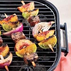 Molasses-Balsamic Steak Kabobs With Green Tomatoes recipe