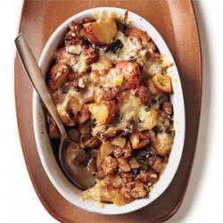 Turkey Sausage, Mushroom, and Potato Gratin recipe