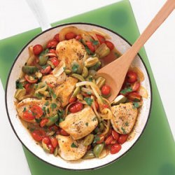 Golden Chicken with Tomatoes and Olives recipe