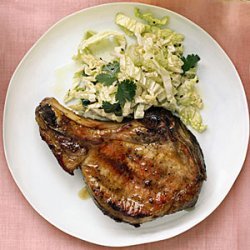 Grilled Pork Chops with Cabbage and Sesame Slaw recipe