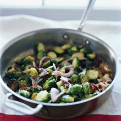 Sauteed Brussels Sprouts with Bacon and Golden Raisins recipe