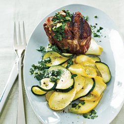 Grilled Lamb Chops with Roasted Summer Squash and Chimichurri recipe