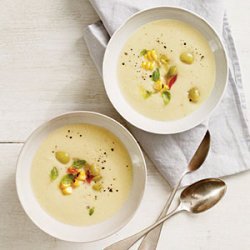 Chilled Butter Bean Soup with Basil-Corn Relish recipe
