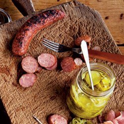 Grilled Andouille Sausage with Pickles recipe