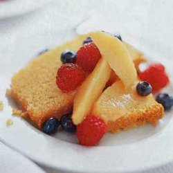 Almond Cornmeal Cake with Peach and Berry Compote recipe