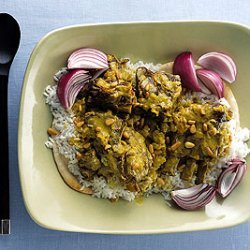 Lamb in Spiced Yogurt Sauce with Rice and Bread recipe