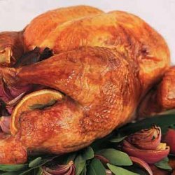 Roast Turkey with Oranges, Bay Leaves, Red Onions, and Pan Gravy recipe