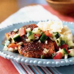 Spice-Rubbed Salmon with Cucumber Relish recipe
