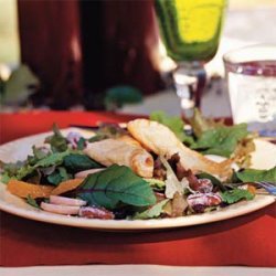 Black Pepper-Chèvre Pastries on Mixed Winter Greens With Cranberry-Port Vinaigrette and Candied Pecans recipe