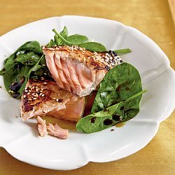 Miso-Glazed Salmon with Wilted Spinach recipe