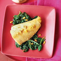 Cod With Pine Nut Brown Butter and Garlicky Spinach recipe