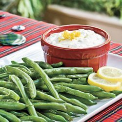Fresh Lemon-Basil Dip With Blanched Green Beans recipe