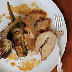 Fennel-Crusted Pork with Roasted Artichokes recipe