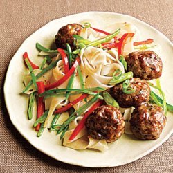 Gingery Pork Meatballs with Noodles recipe