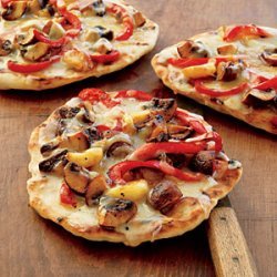 Pizza with Mushrooms, Peppers, Garlic, and Smoked Mozzarella recipe