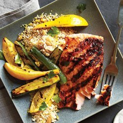 Grilled Salmon and Brown Butter Couscous recipe