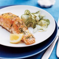 Grilled Lemon-Dill Salmon with Cucumber Salad recipe