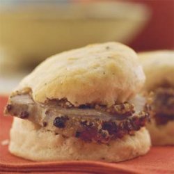 Peppered Pork With Pecan Biscuits recipe