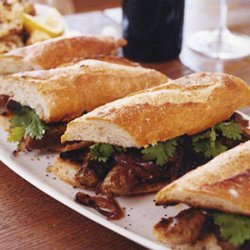 Grilled Merguez Sandwiches with Caramelized Red Onions recipe