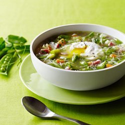 Snap Pea Minestrone with Poached Eggs recipe