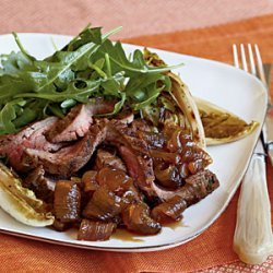 Flank Steak with Roasted Endive, Spring Onion Agrodolce, and Arugula recipe
