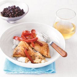 Sauteed Chicken and Peppers with Coconut Rice recipe