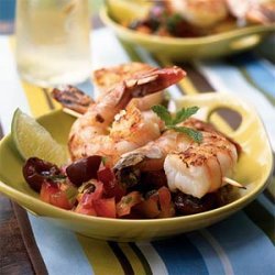 Grilled Shrimp Skewers with Summer Fruit Salsa recipe