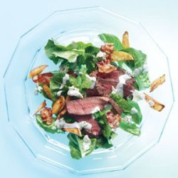 Steak Salad With Bacon, Crispy Potatoes, and Blue Cheese Dressing recipe