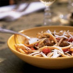 Bucatini with Eggplant and Roasted Peppers recipe