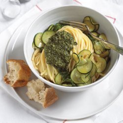 Basil Pesto Pasta with Zucchini and Mint recipe