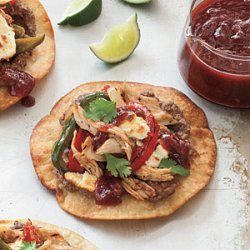 Turkey Tostadas with Spicy Cranberry-Chipotle Sauce recipe