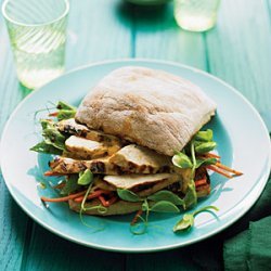 Grilled Chicken and Pea Shoot Charmoula Sandwiches recipe