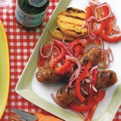 Sausages and Polenta With Marinated Peppers recipe