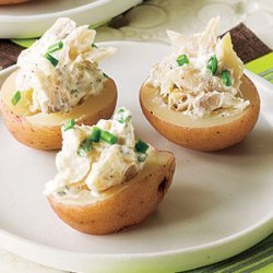 Potato Canapes Stuffed with Sour Cream and Smoked Trout recipe