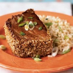 Sesame-Crusted Tuna with Ginger-Peanut Rice recipe