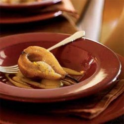 Warm Caramelized Pears with Clove Zabaglione recipe