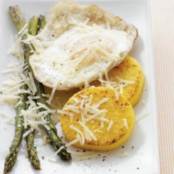 Polenta Fritters with Asparagus & Eggs recipe