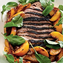Roasted Pork Belly with Late-Harvest Peaches and Arugula recipe