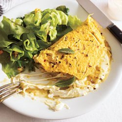 Mozzarella Omelet with Sage and Red Chile Flakes recipe