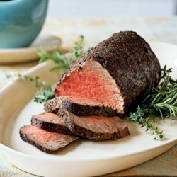 Thyme and Spice-Rubbed Roast Beef Tenderloin au Jus recipe