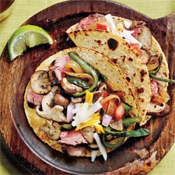 Wild Mushroom, Flank Steak, and Poblano Tacos recipe
