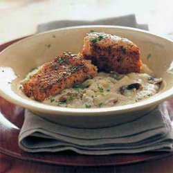 Broiled Salmon Over Parmesan Grits recipe