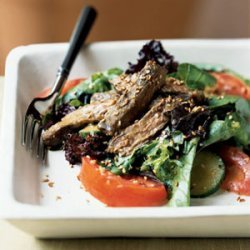 Grilled Skirt Steak and Mesclun Salad with Miso Dressing recipe