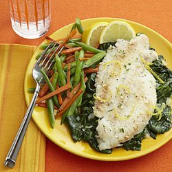 Lemon-Garlic Broiled Flounder with Spinach recipe