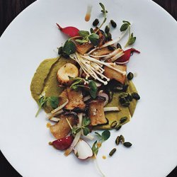 King Oyster Mushrooms with Pistachio Purée recipe
