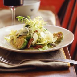 Frisée and Endive Salad with Warm Brussels Sprouts and Toasted Pecans recipe