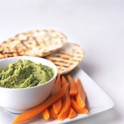 Chickpea Cilantro Dip with Grilled Pita and Carrot Sticks recipe