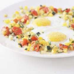 Fried Eggs with Vegetable Confetti recipe